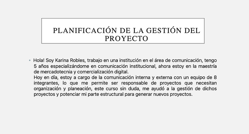Mi proyecto del curso: Introducción a la gestión de proyectos 6