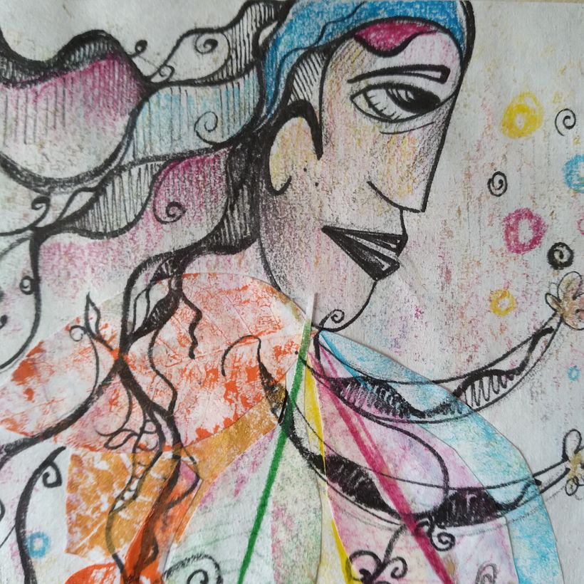 Meu projeto do curso: Ilustração criativa: brinque com materiais inesperados Flores e o Humano 7