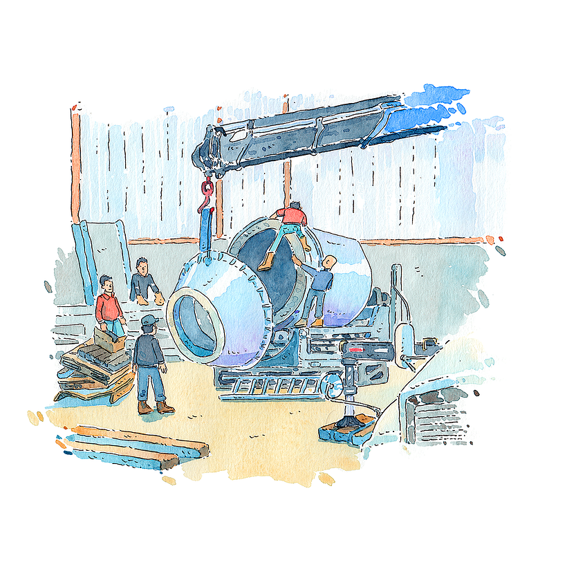 Diecast Melting Factory: Watercolor Illustration 2