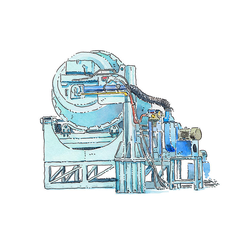Diecast Melting Factory: Watercolor Illustration 3