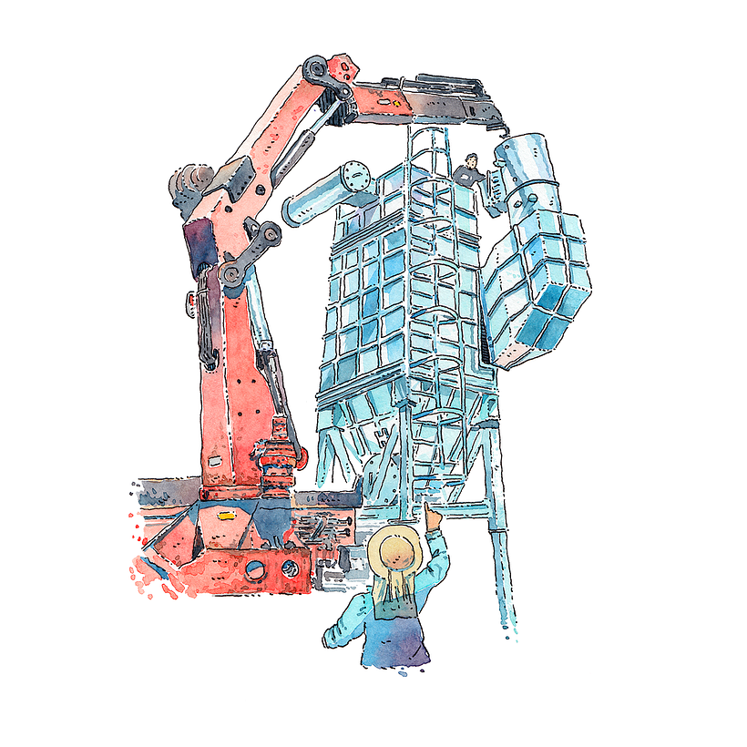 Diecast Melting Factory: Watercolor Illustration 4