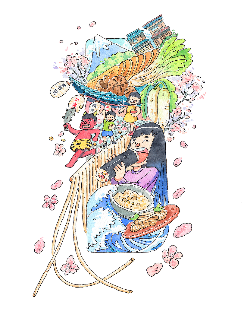 Festin del Haiku: Ilustración con acuarela 2
