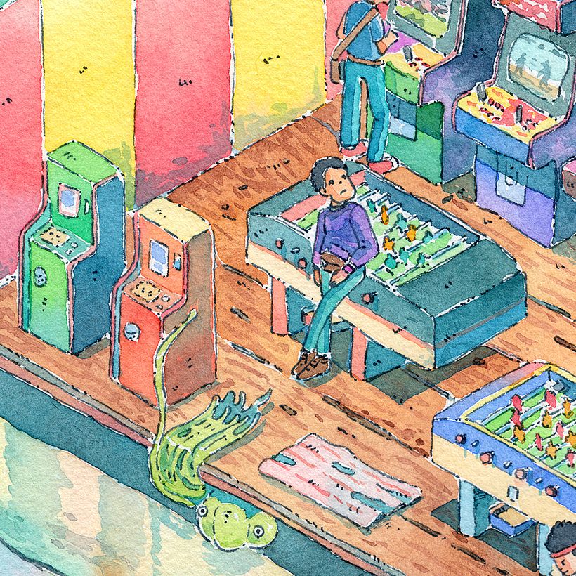 Maquinitas: Ilustracion con acuarela 4