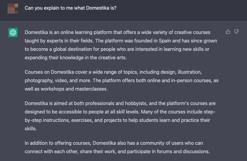 A conversation between a user and the ChatGPT AI tool
