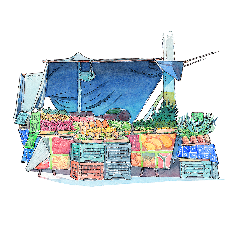 Street Vendors of Tlaxcala: Watercolor Series 2