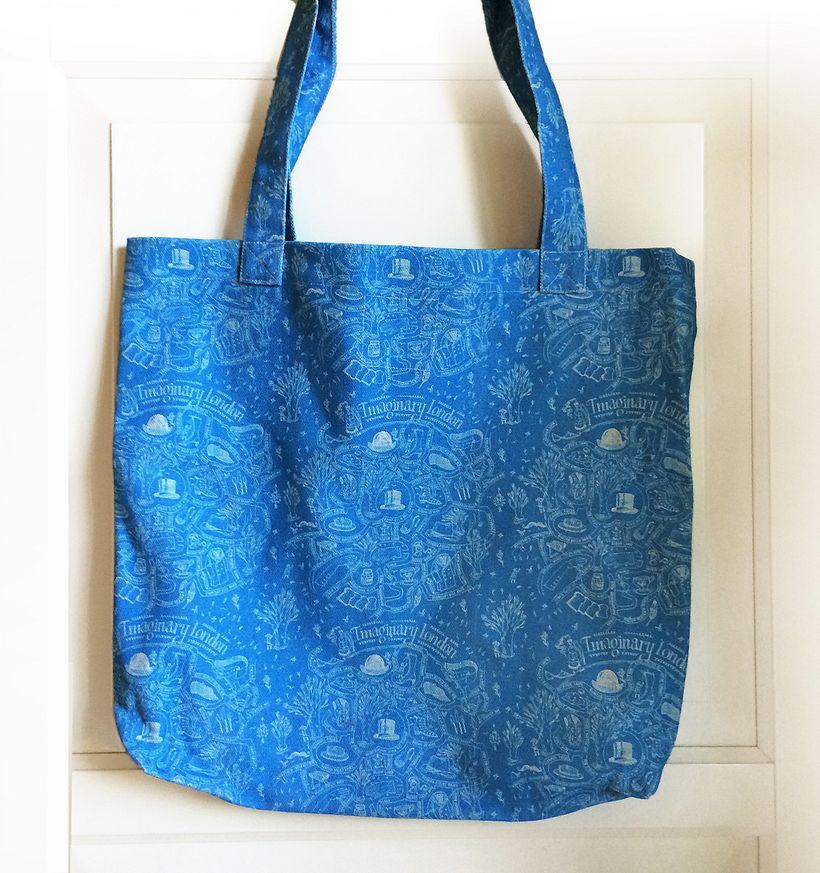 Blue + White pattern Tote 