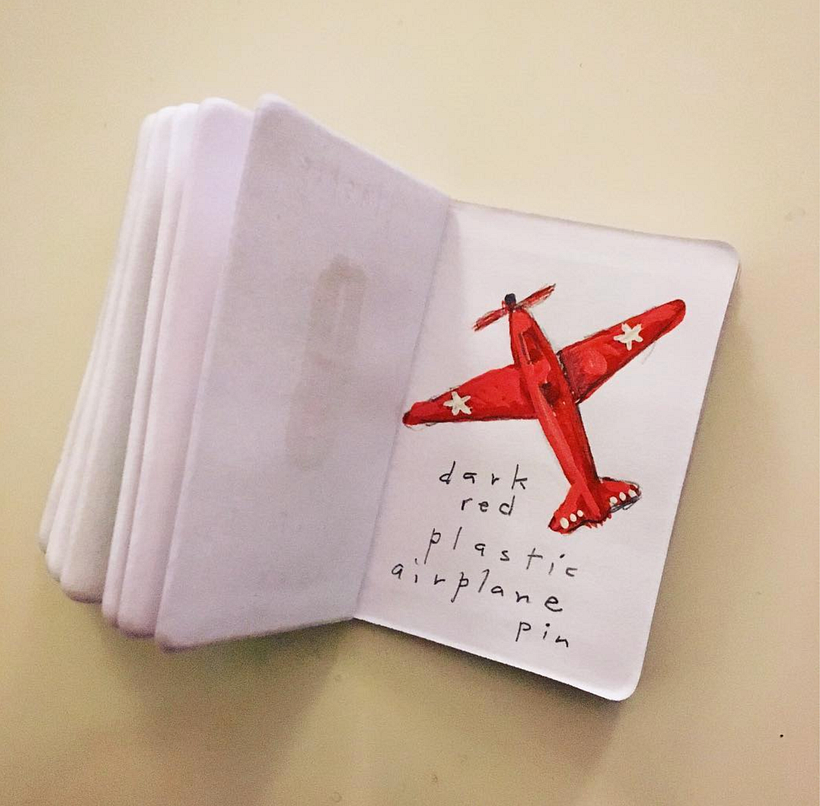 Dark red plastic airplane pin