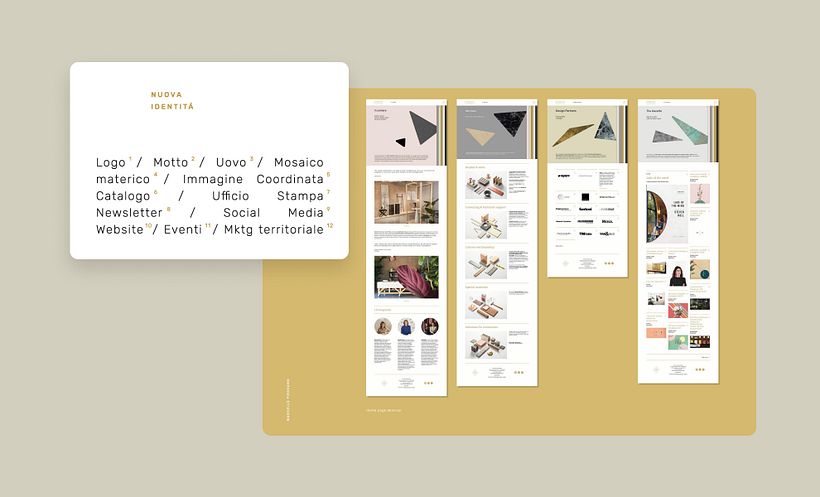 Le componenti base della nuova identità grafica e alcune pagine web del nuovo sito