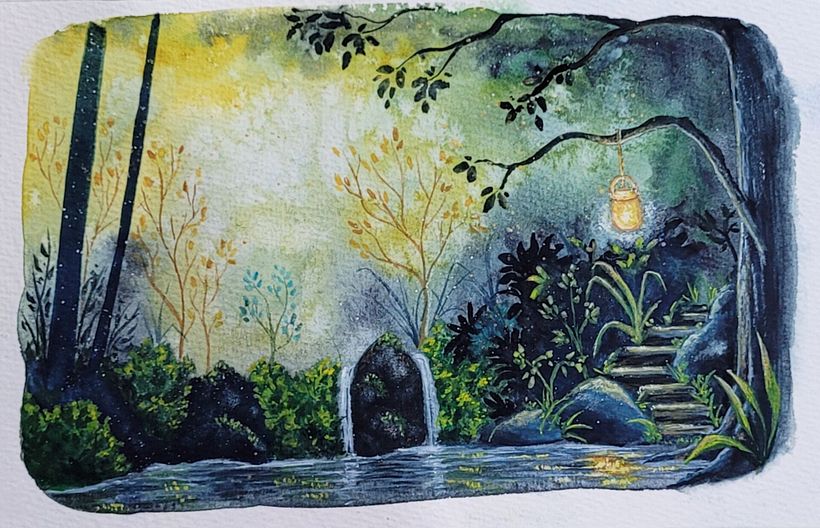 Meu projeto do curso: Pintura de paisagens fantásticas com aquarela e guache 1