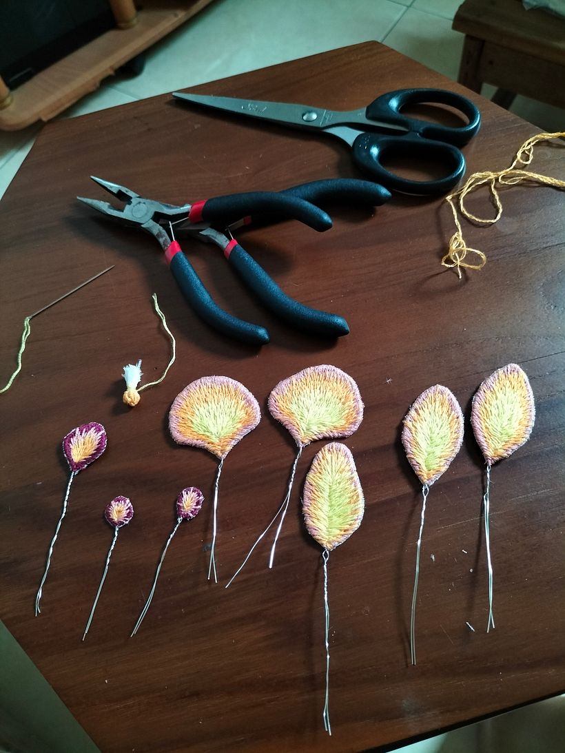 Embroidered petals