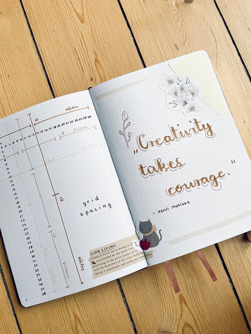 Grid spacing and Quote „creativity takes courage“