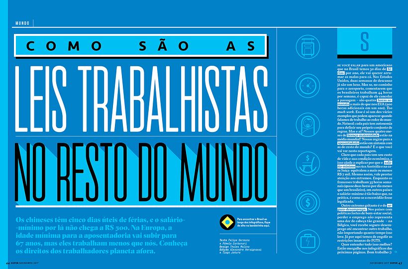 A página dupla de capa leva as cores do documento do trabalhador brasileiro.