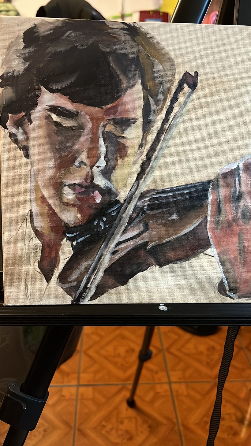 Holmes und Watson - Mein Abschlussprojekt für den Kurs: Porträtmalerei mit Öl: Erforsche Licht und Schatten 3