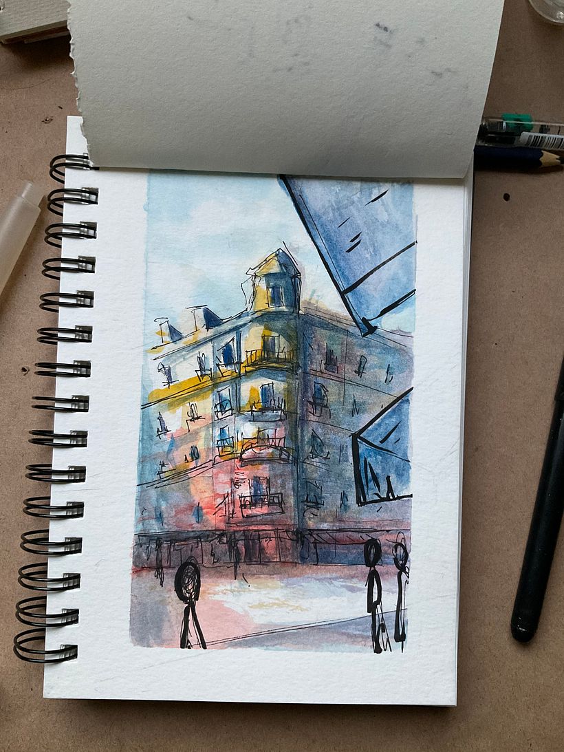 Mi proyecto del curso: Dibujo arquitectónico con acuarela y tinta 2