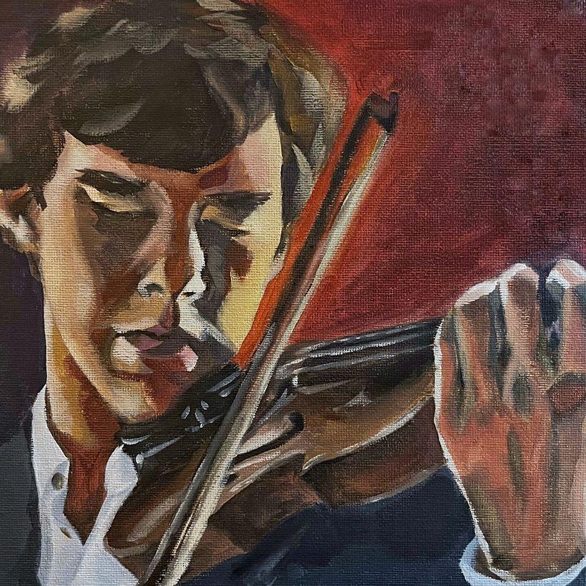 Holmes und Watson - Mein Abschlussprojekt für den Kurs: Porträtmalerei mit Öl: Erforsche Licht und Schatten 7