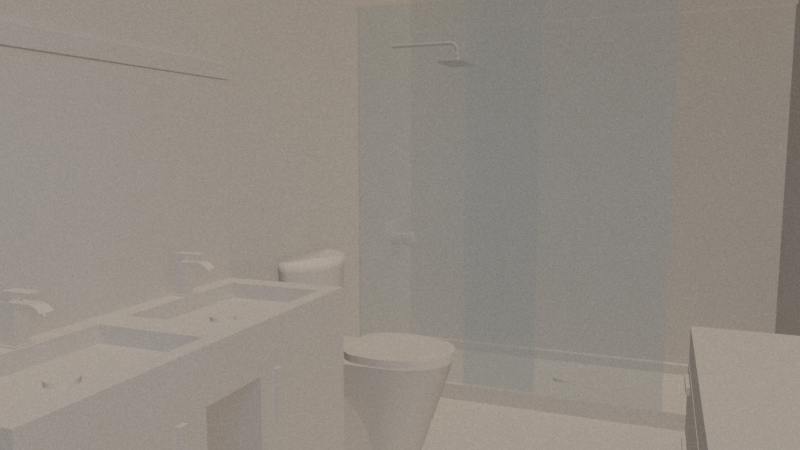 Baño con luz de día con "Material Override"