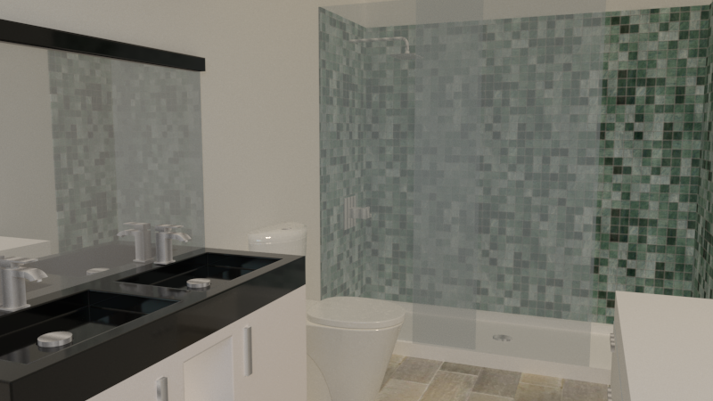 Baño con luz de día con texturas