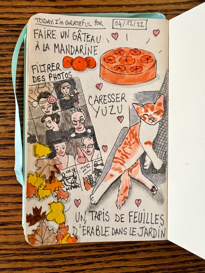 I made a tangerine cake, shuffled in the leaves of the garden, cuddled my kitten Yuzu and played with the Prequel app