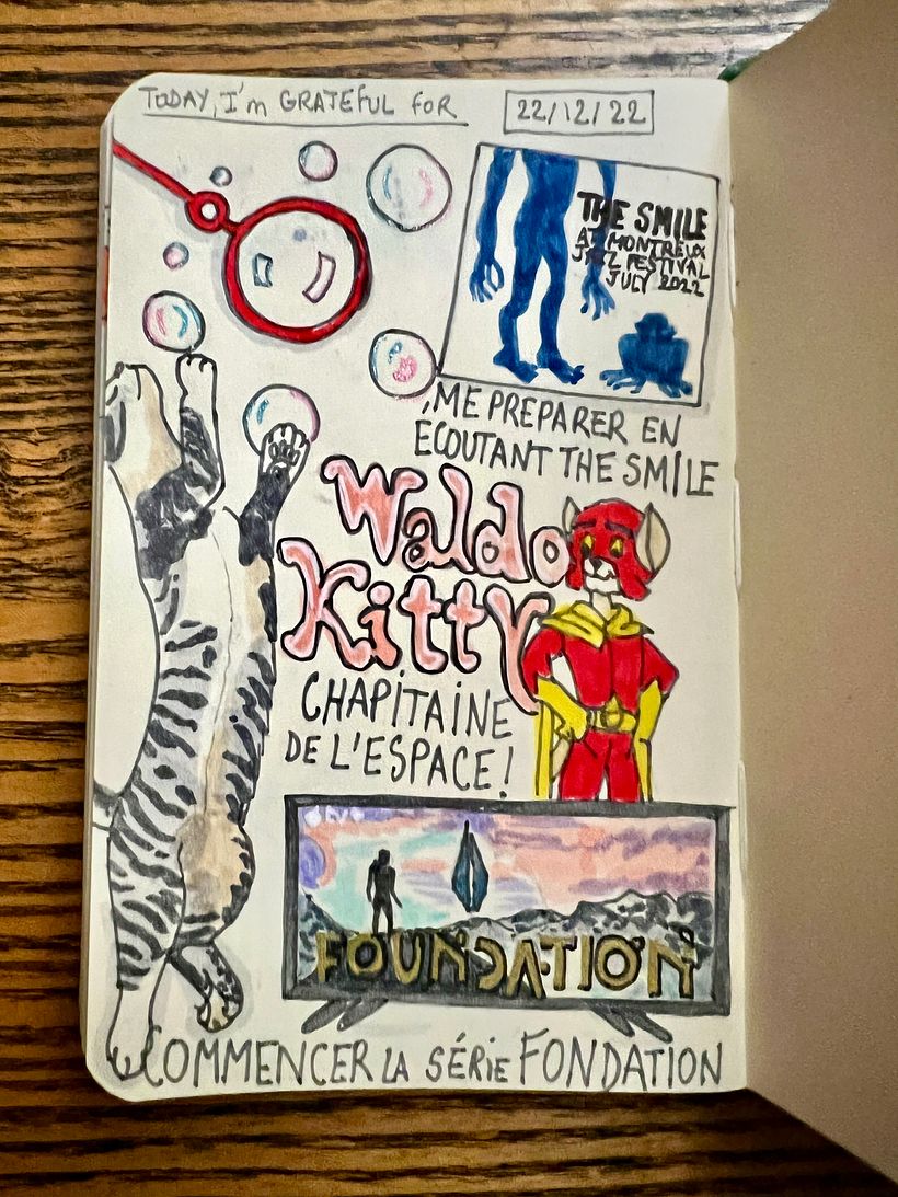 First, I listened to The Smile, then played with the kittens and sang Waldo Kitty, then began the series Foundation