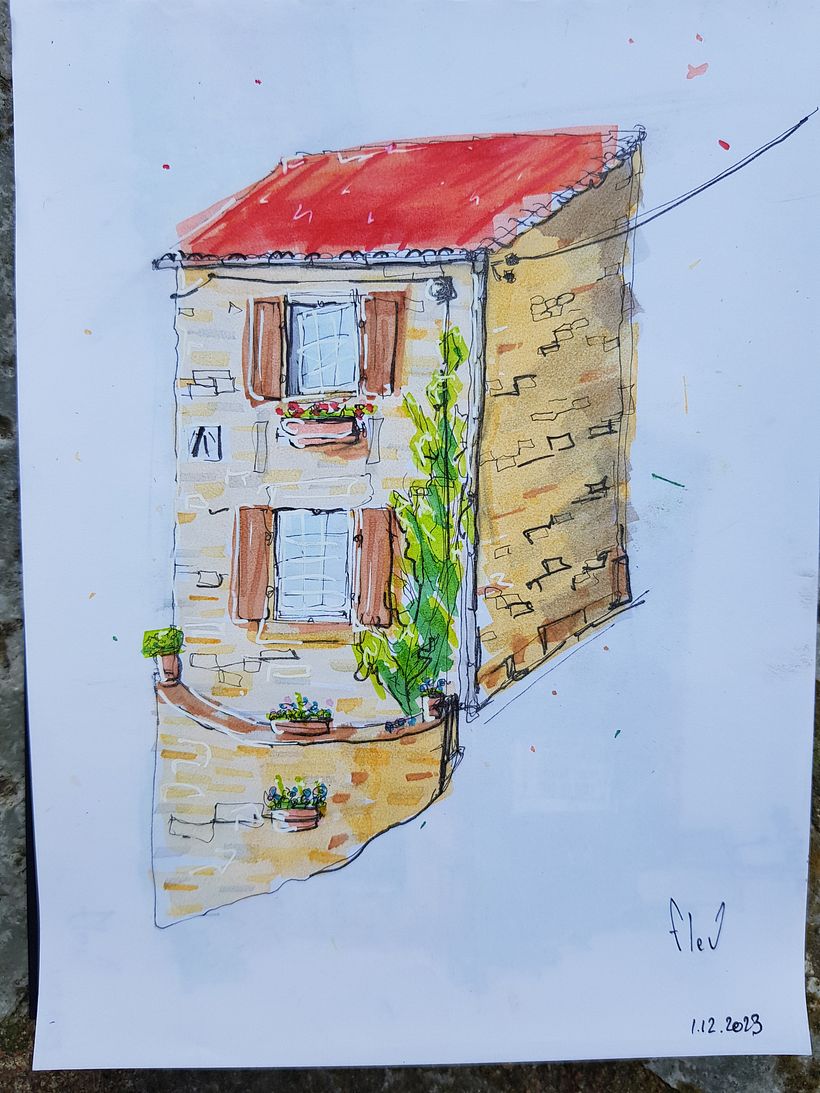 Mon projet du cours : Esquisses d'architecture expressives aux feutres de  couleur | Domestika, image size:820x1093