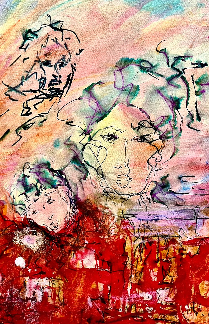 My project for course: Experimental Portraiture with Ink, Tea and Alcohol 2