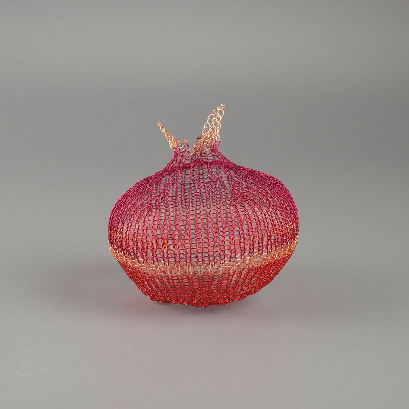 Wire crochet pomegranate made in the ISK technique, unique home decor piece fun to make   3