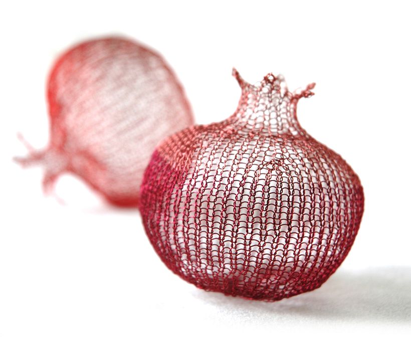 Wire crochet pomegranate made in the ISK technique, unique home decor piece fun to make   4
