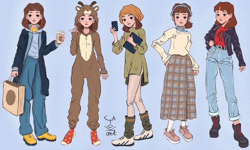 The compilation of 5 different outfits