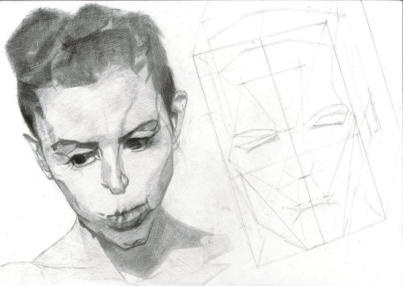 Drawn on 200g/m2 recycled paper by Daler Rowney. I didn't want the architectonic to compete with the main drawing.