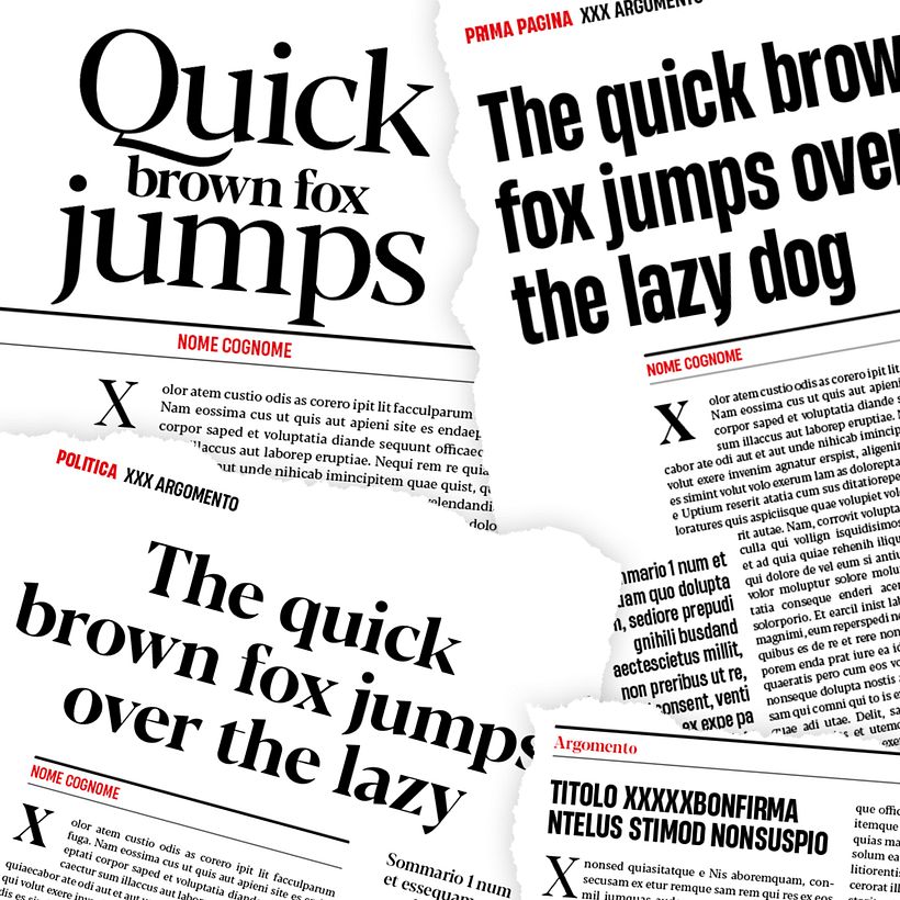 The fonts designed by Zetafonts for L'Espresso