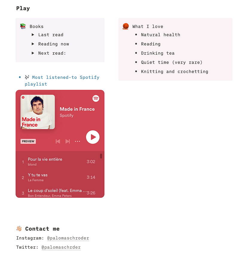 Paloma's Profile Page on Notion 4