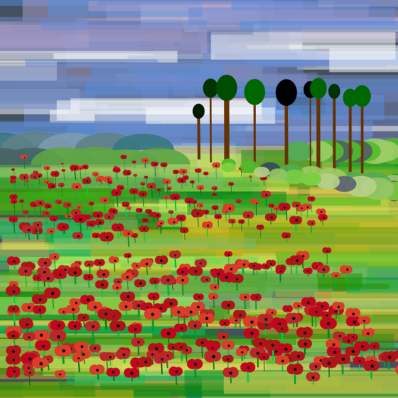 Final Version reacts to touch and has a constant wind blowing from the top right, I also reduced the number of poppies