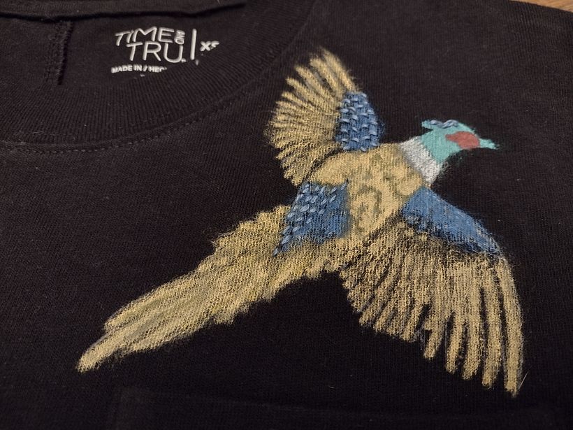 Initial feathering with offset straight stitches