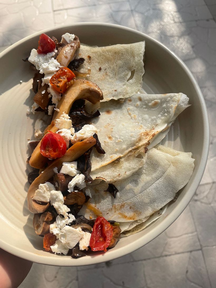 Mushrooms with Sautéed Onions & Tomatoes