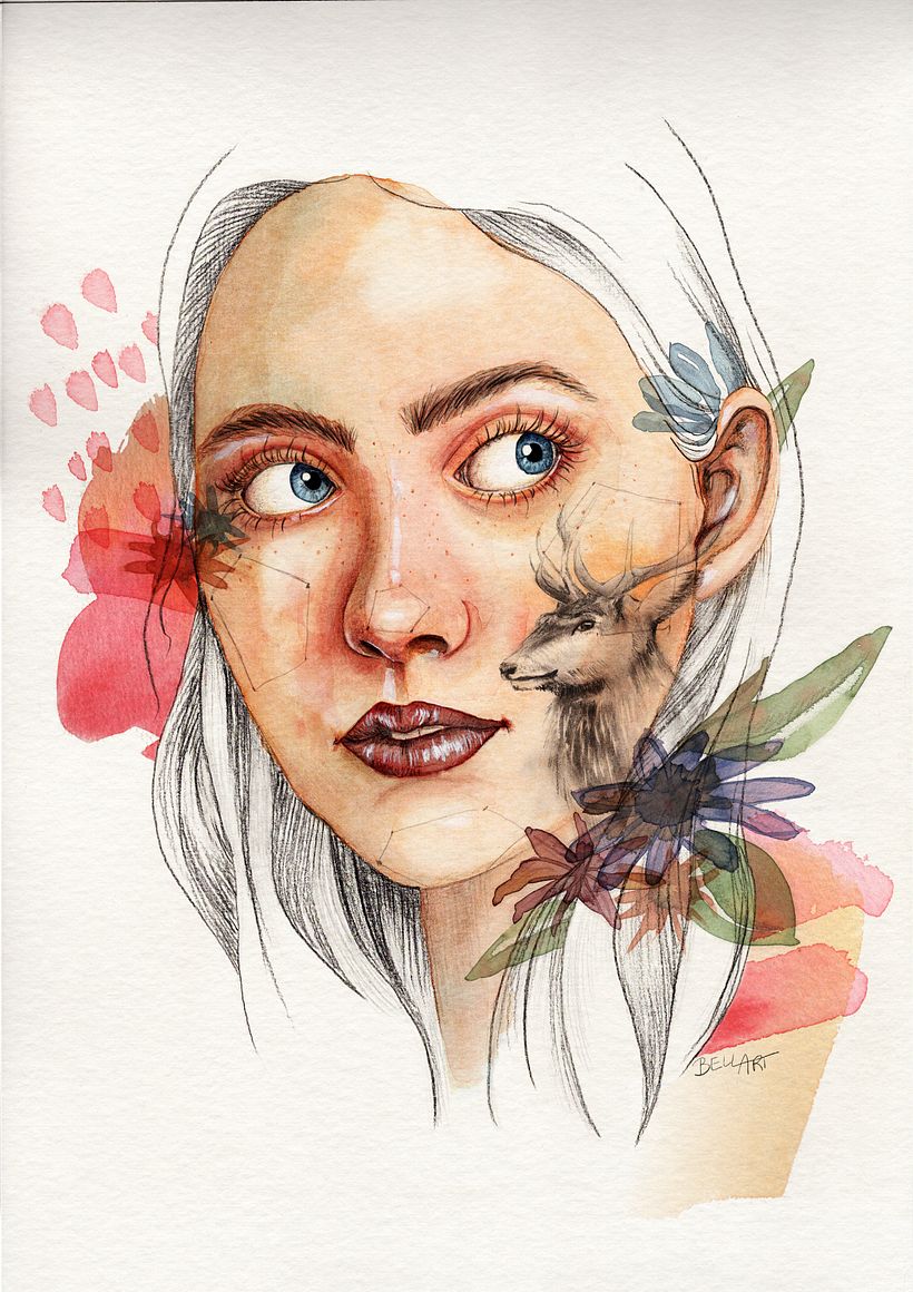 Mein Abschlussprojekt für den Kurs: Illustriertes Porträt mit Aquarell 1