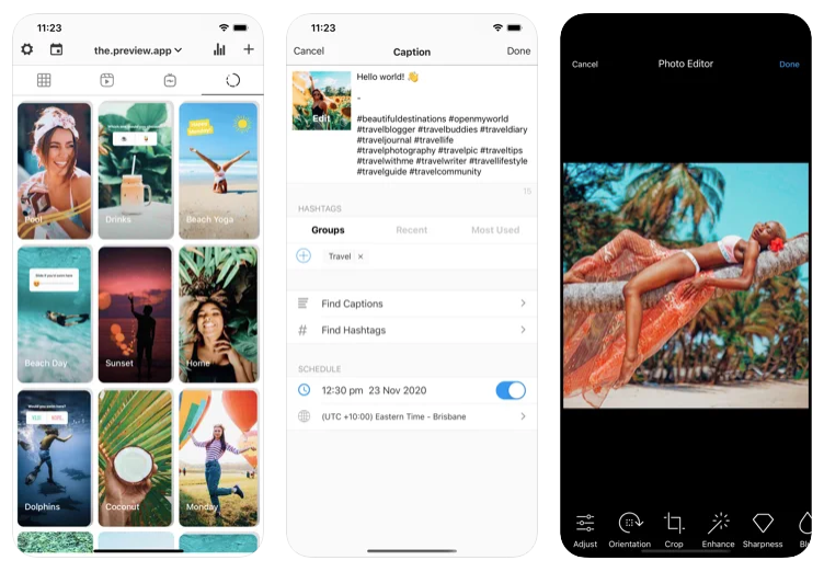 Preview is an app to plan content on Instagram available on Apple and Android.