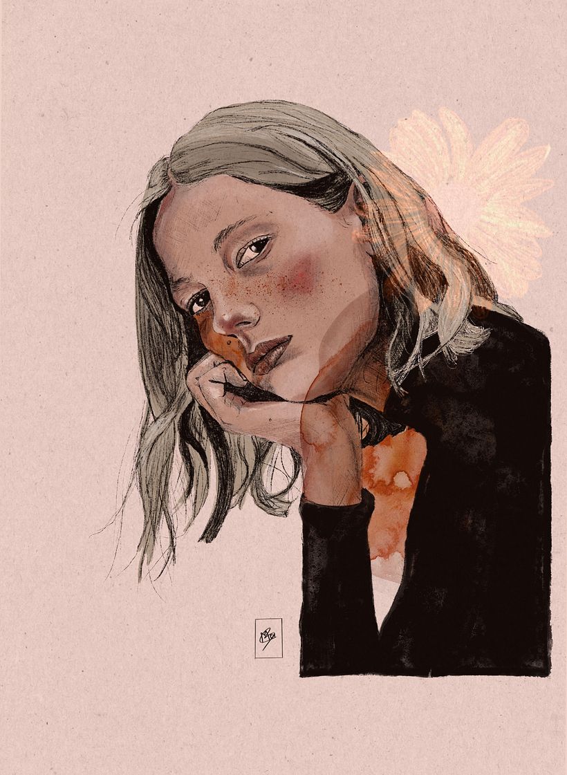 Retrato ilustrado con Procreate @merbeart 1