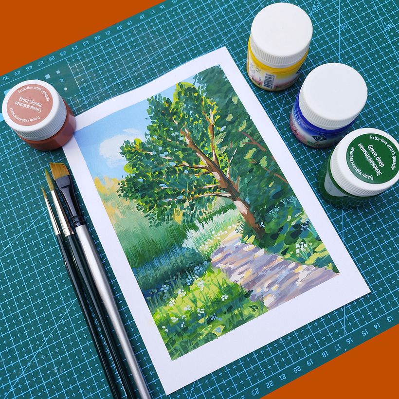 My project for course: Landscape Painting with Gouache for Beginners 1