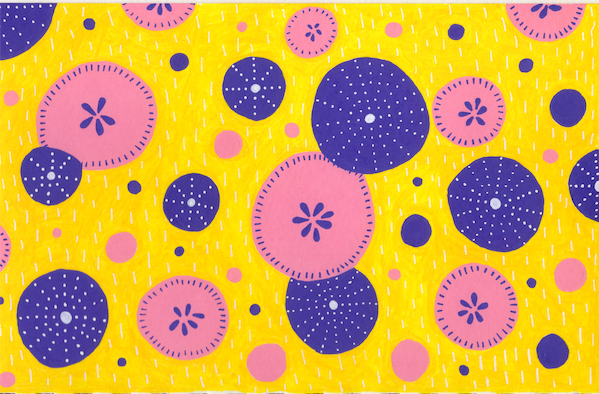 First try. In retrospect, I would have added a second layer of yellow, though it didn't look so patchy until I scanned it.