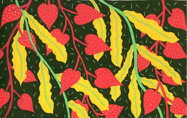 The background looks black, but it's olive green.