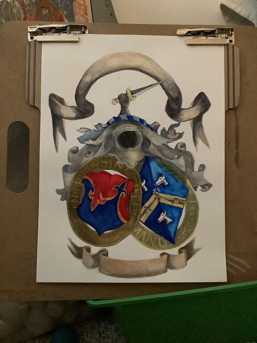 Working on a family crest for a pair of newlyweds!