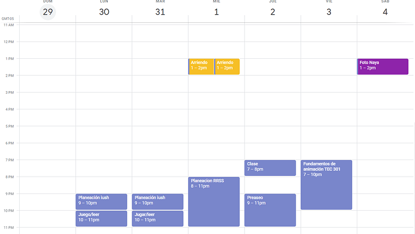 Este es mi calendar. Aunque prefiero la versión del celular porque puedo visualizar todos mis correos al tiempo