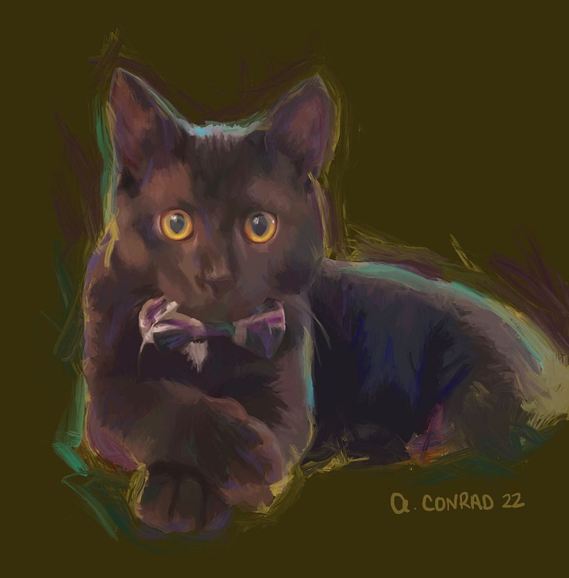 Digital painting of cat