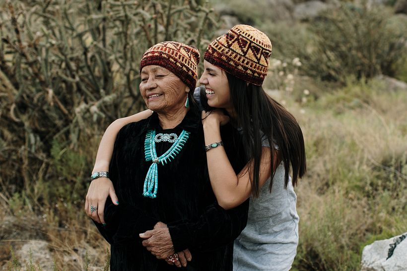 My grandmother models my work with me. She helps guide my designs to keep them from being appropriated pieces. 