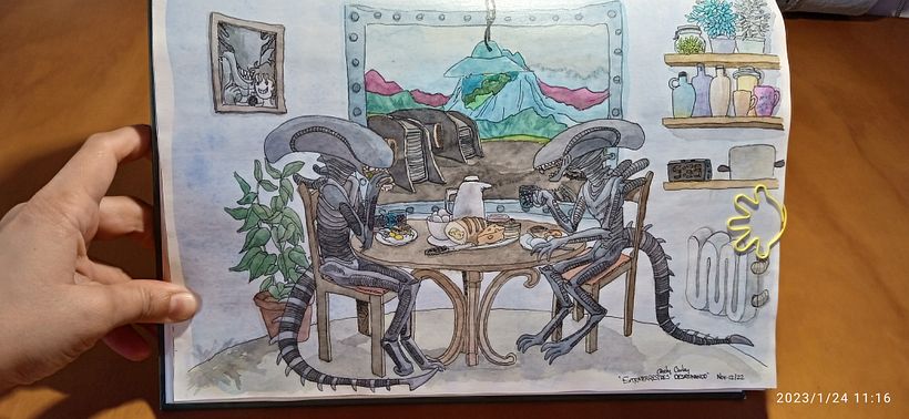 Extraterrestres desayunando