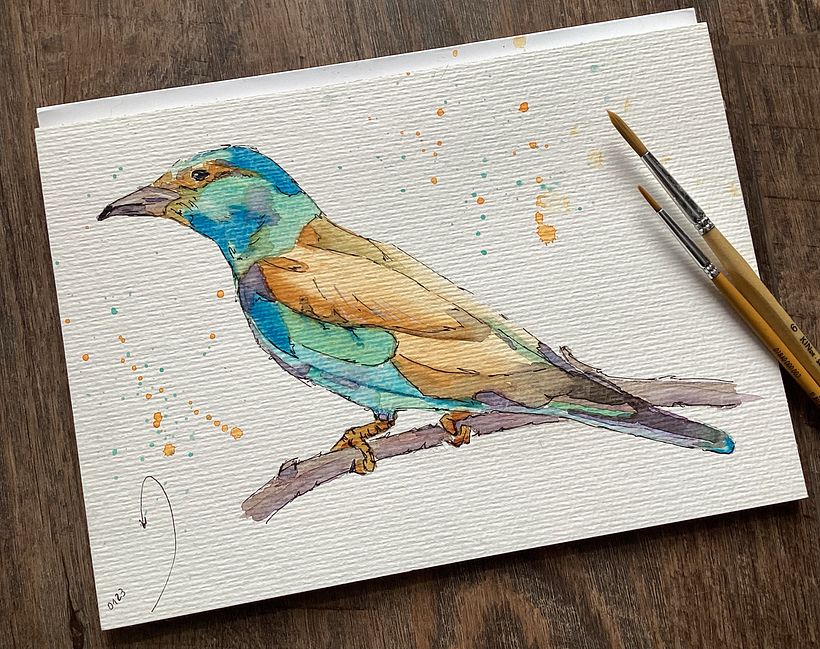 Mein Abschlussprojekt für den Kurs: Illustriere Vögel mit expressiven Aquarelltechniken 3