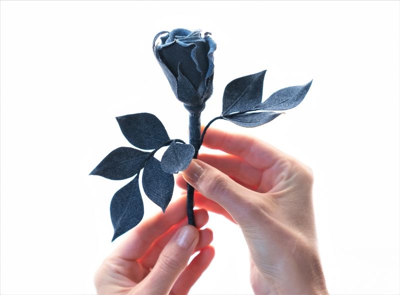 Rosebud Boutonniere/ Buttonhole in denim