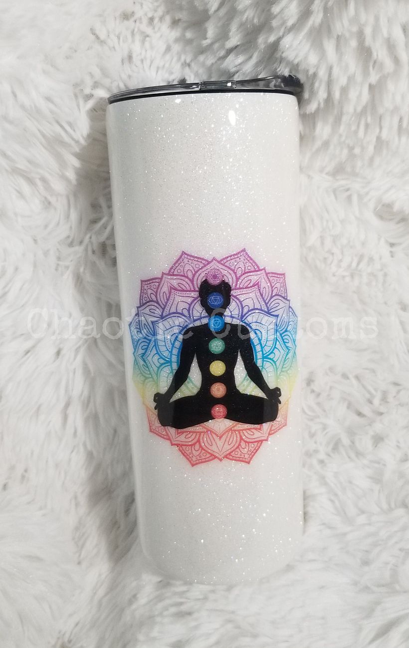 7 Chakra glow in the dark tumbler 1