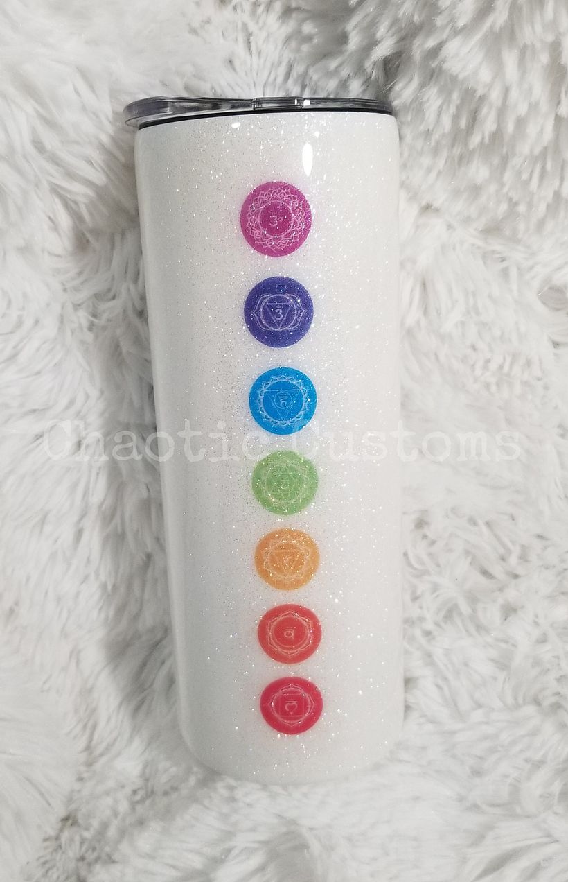7 Chakra glow in the dark tumbler 2