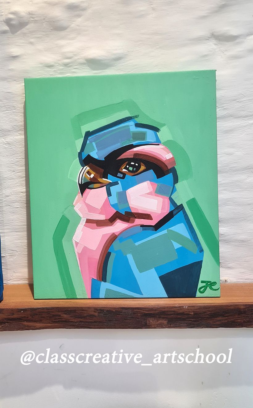 Enjoyed trying out a new painting style as continuous professional development as an Art tutor.